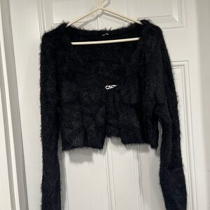 Fabletics Women’s Crop Fuzzy Cardigan Black Size Medium